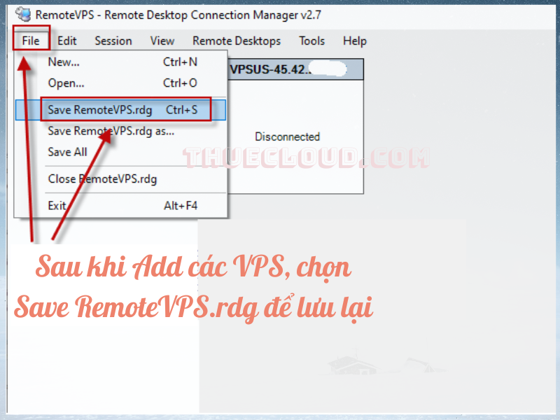 chọn save RemoteVPS.rdg để lưu lại - Hướng dẫn sử dụng Remote Desktop Manager