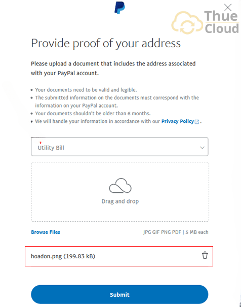 Profile proof of your address upload hóa đơn điện, nước để gỡ Paypal Limit Cách giải quyết MMO