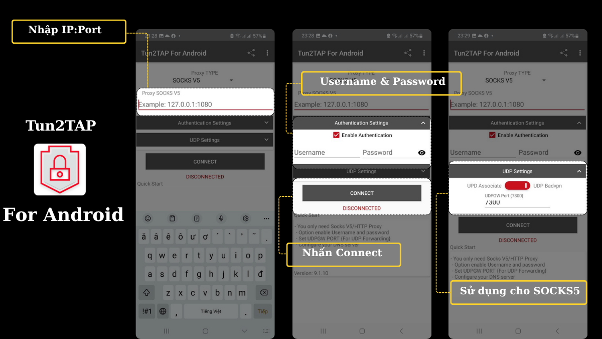 Hướng dẫn thêm Proxy vào Tun2TAP For Android