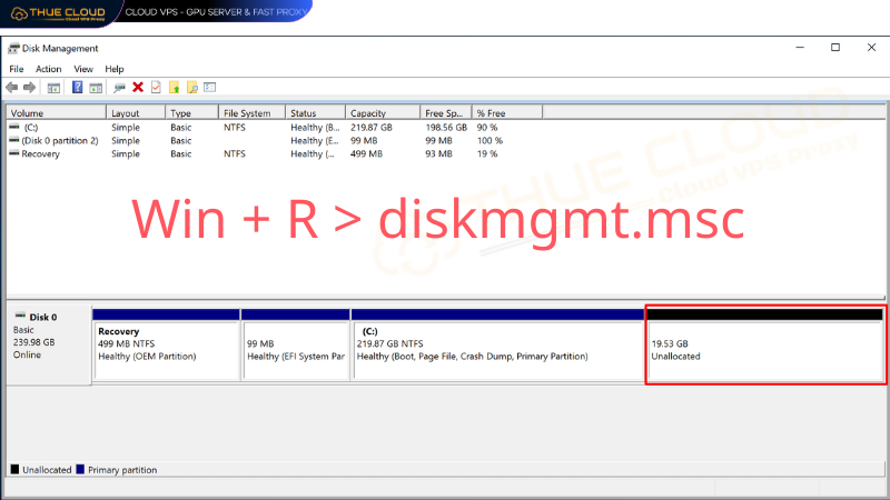 Mở Disk Management trong Windows