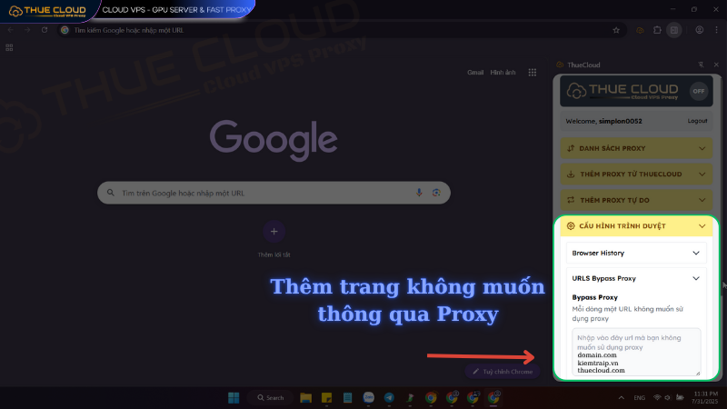 bypass URL tiện ích thuecloud extension